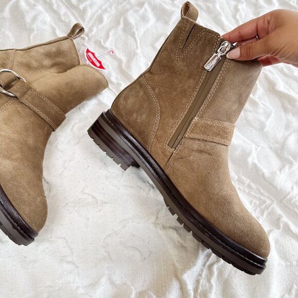 Blondo Taupe Renae Suede Waterproof Booties New - Picture 5 of 8